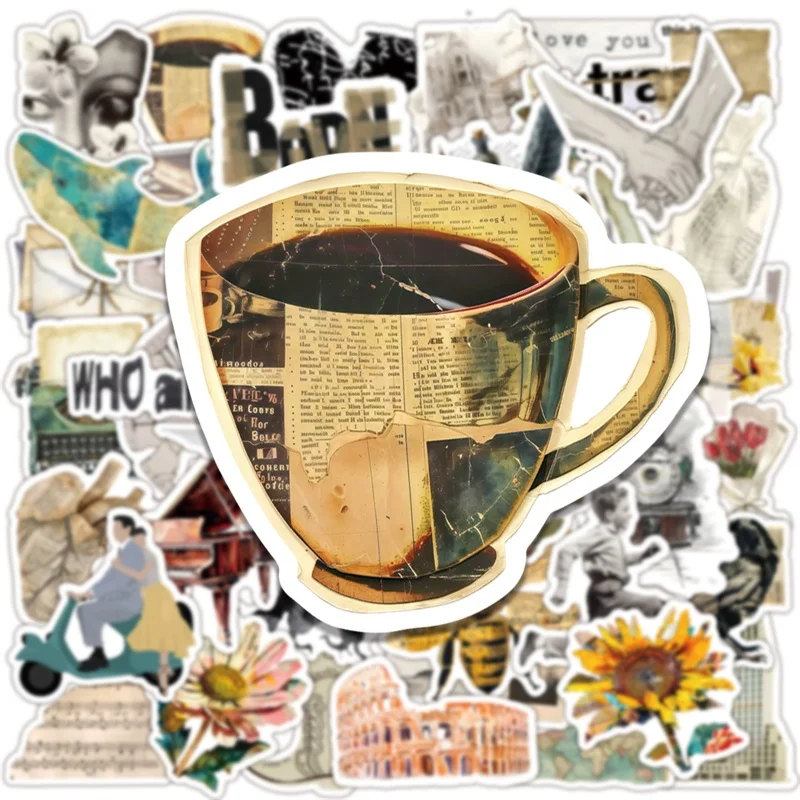 10/30/50 قطعة خمر الفني لزجة PVC ملصق الجمالية القرطاسية DIY بها بنفسك الديكور سكرابوكينغ الأطفال اللوازم المدرسية #5