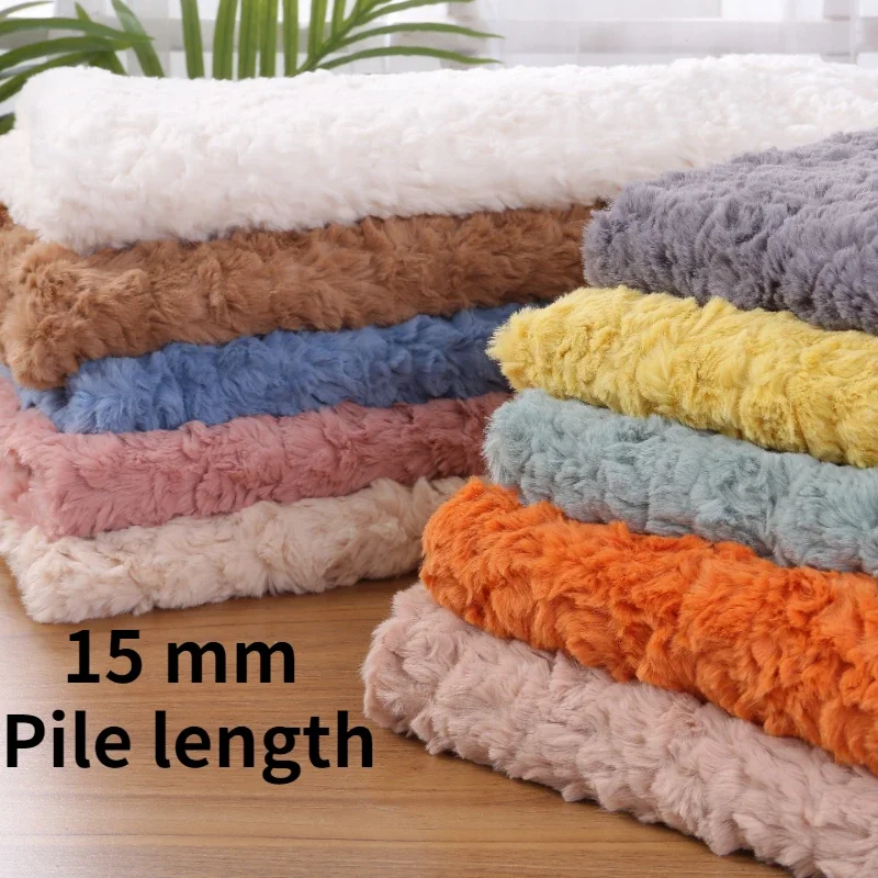 15mm Pile Long Plush Fashion Fabric Cotton Doll Toys Imitation Animal Hair Cosplay Wholesale Cloth by the Meter for Sewing Diy