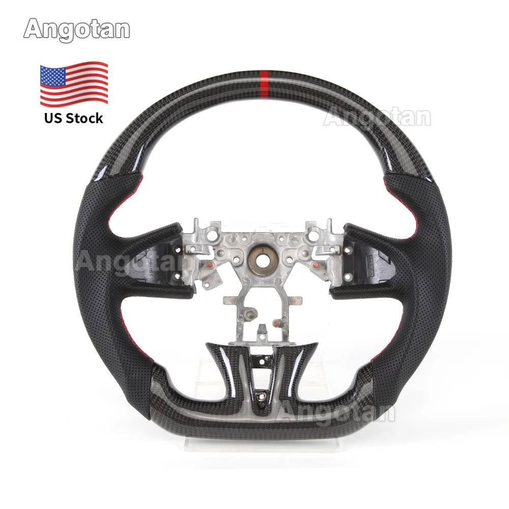 

Real Carbon Fiber Steering Wheel for Infiniti Q50 Qx50 2010-2016 Perforated Leather Red Stitching & Center Mark