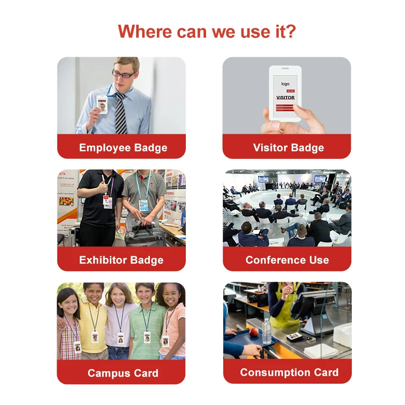 Etiqueta de visualización de imagen Eink, placa de identificación pasiva alimentada por NFC, etiqueta de precio de papel electrónico de 3,7 pulgadas, insignia de negocios, insignia de empleado