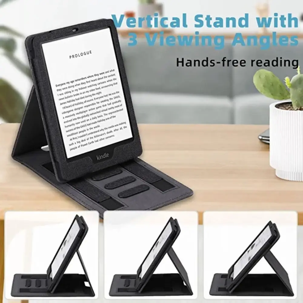 7 Inch E-Reader Stand Case with Hand Support Auto Sleep/Wake Folio Cover for Kindle Paperwhite 2024 7inch 12th Generation