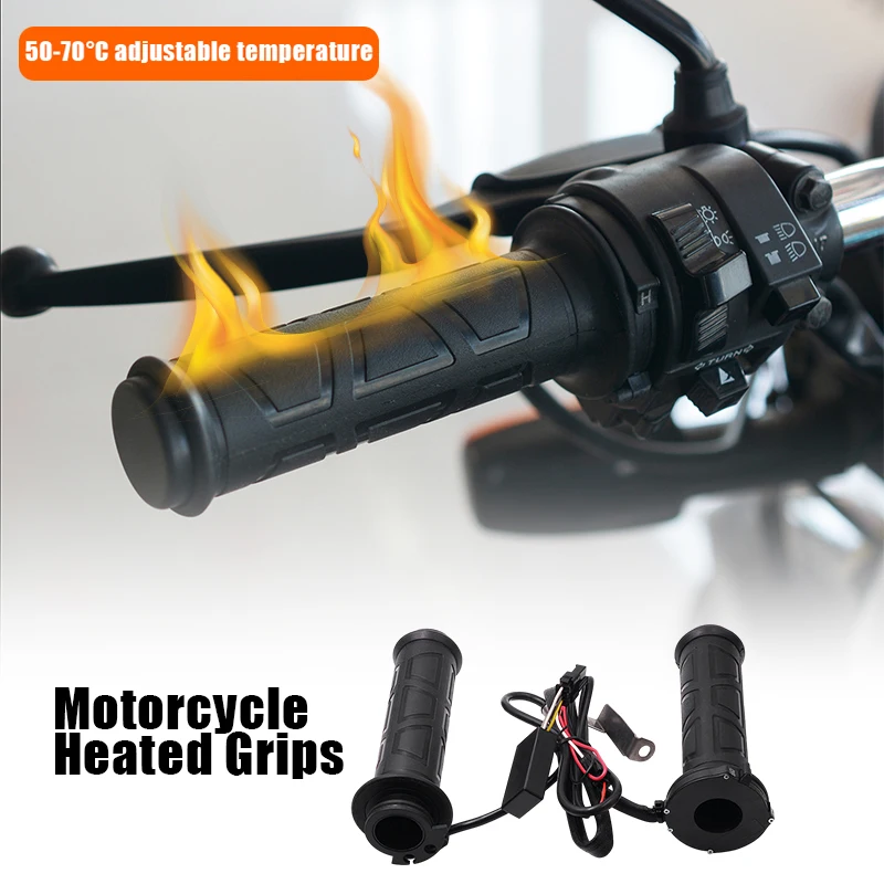 22mm Universal Motorcycle Accessories Hand Heated Grips Scooter Moped Electric Grips Warmers Adjust Temperature Hot Grip Handle