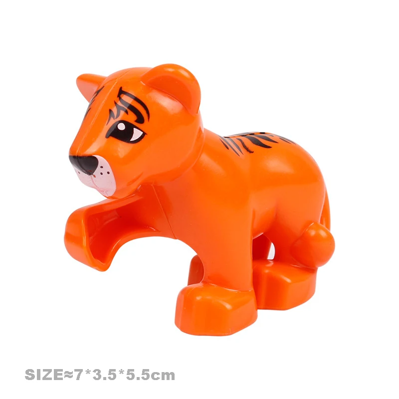 Big Building Blocks Animal Accessory Parts Assemble Bricks Zoo Lion Bear Tiger Elephant Panda Educational Toys for Children Gift