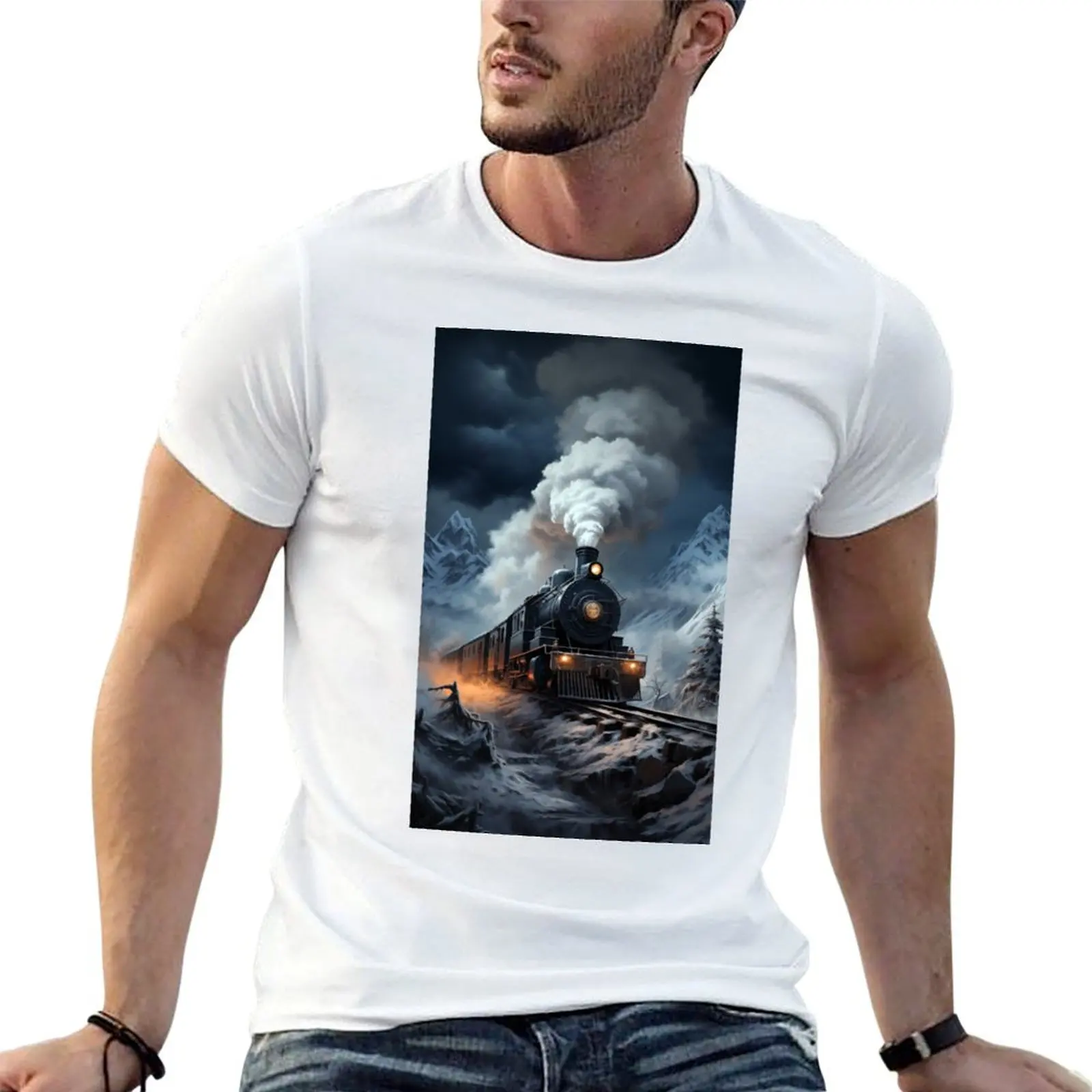 Scooter steamer in the snowy landscape T-Shirt Plus Size All Match Tee Shirt