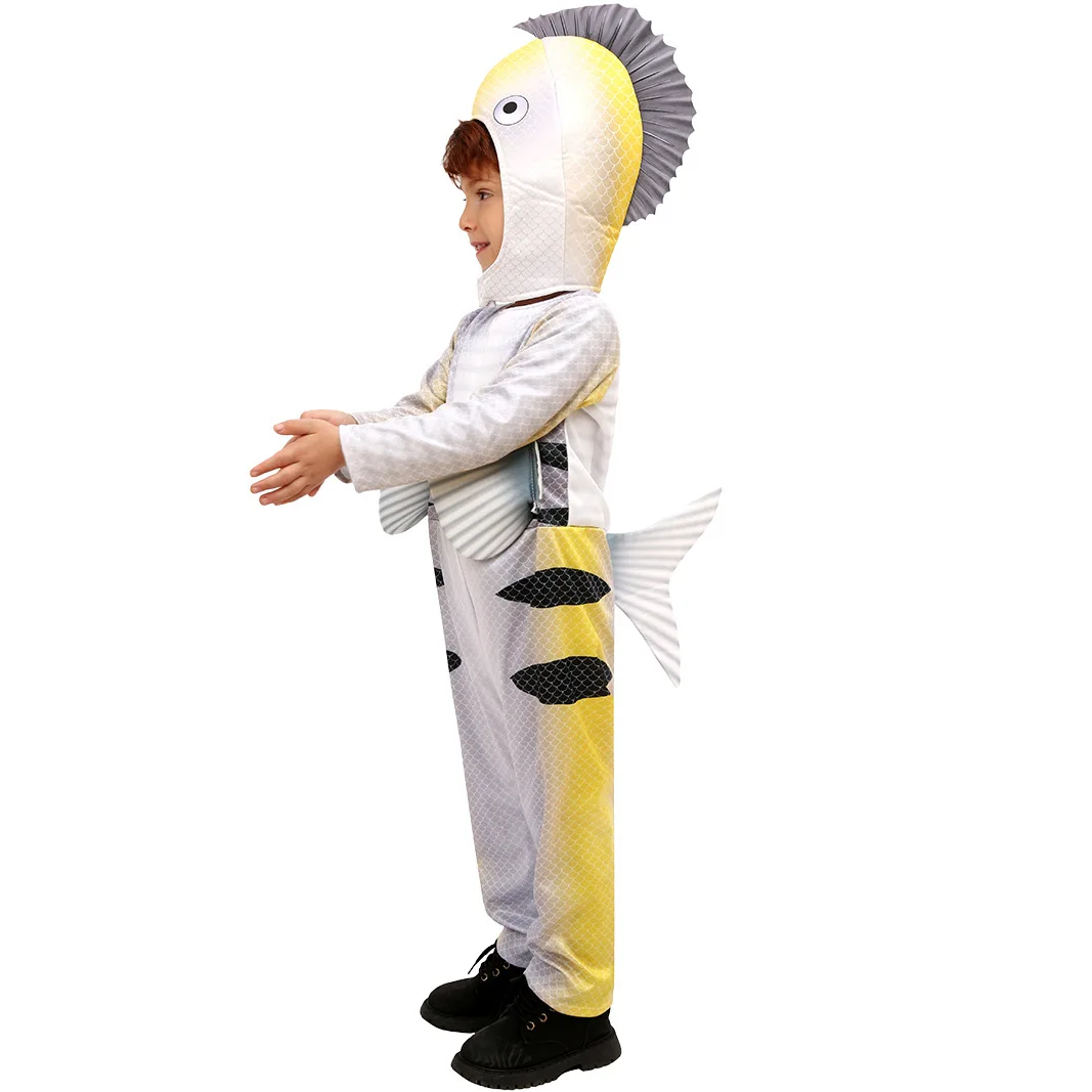 

Kids Boys Girls Fish Flatfish Role Play Jumpsuit Headwear Set Children Christmas Performance Outfit Halloween Cosplay Costumes