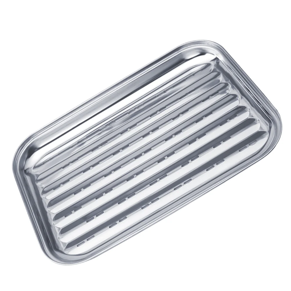 

Stainless Steel Grill Pan Barbecue Tray Baking Grilling Plate Tool Household Frying Outdoor