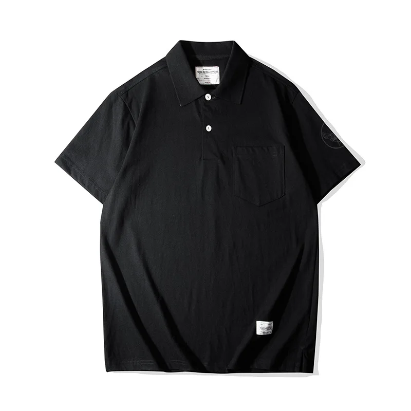 OKONKWO_200g retro pocket short-sleeved POLO shirt_Men's air force printed lapel short-sleeved T-shirt