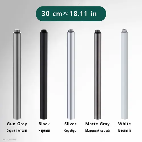 Imagen 1 del producto Extensor de ducha para bañera, barra de extensión redonda negra y gris, juego de grifo, tubo de extensión, accesorios de baño, 30cm Expensor de ducha de baño Blanco/gris mate/plata 30cm