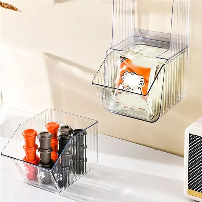 newA10R Desktop Shelf Wall-Mounted Tea Bag Storage Box Dustproof and High-Quality Multifunctional Transparent,Green