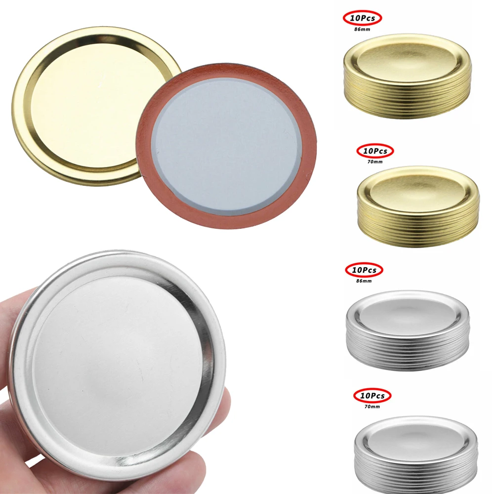 

10Pcs Regular Mouth Mason Jar Split-Type Lids Sealing Leak Proof Wide-Neck Jar Secure Mason Storage Solid Caps Not Include Band