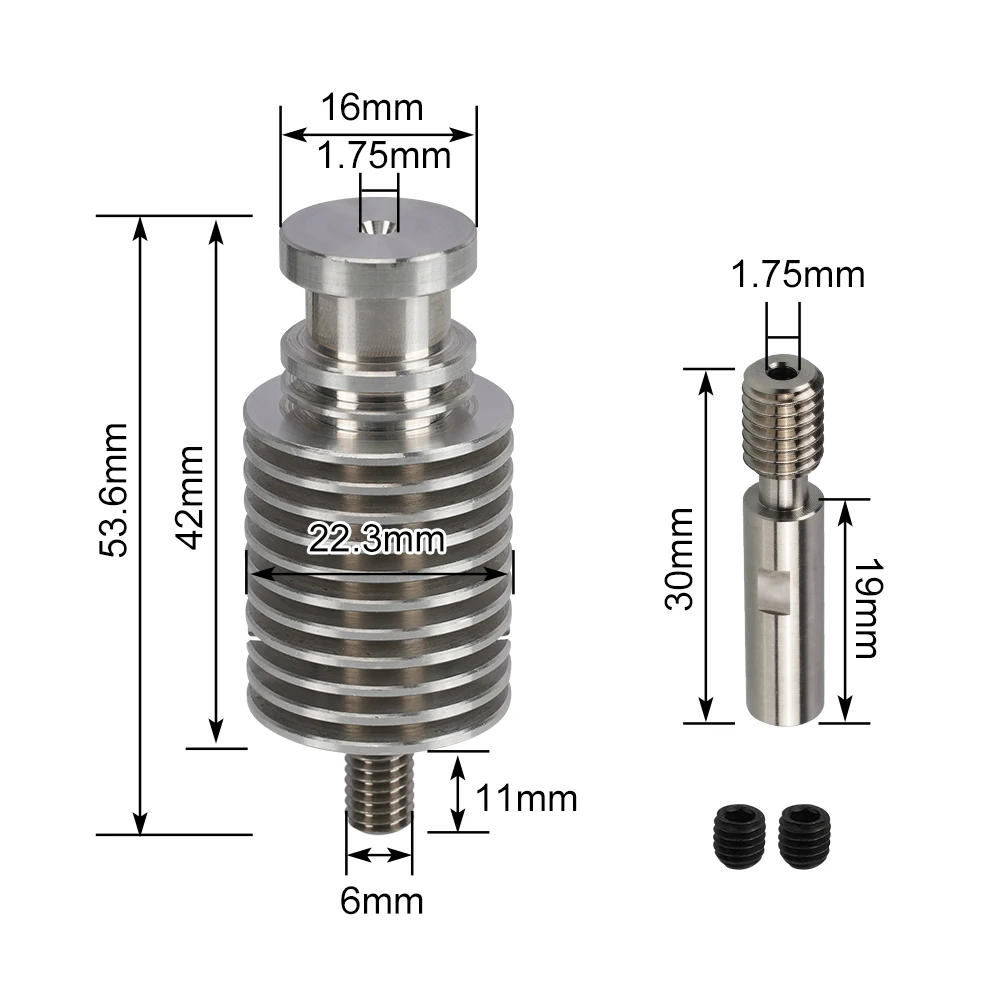 KINGROON Titanium Alloy V6 Heatbreak Heatsink For E3D V6 Hotend 1.75mm Direct Extruder Throat For Feeding 3D Printer Extruder