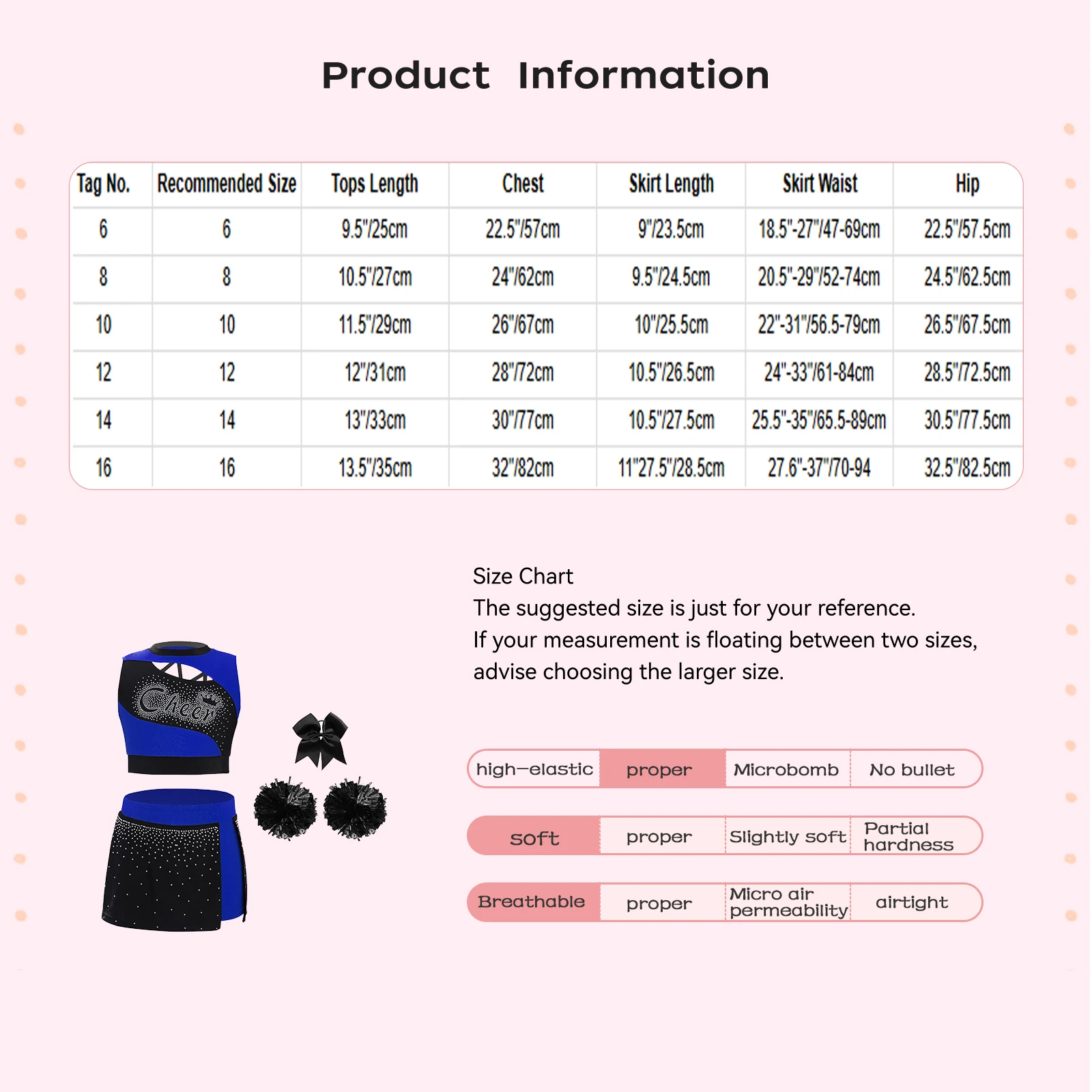 Kids Girls Cheer Dance Cheerleading Outfits Performance Costume Sleeveless Crop Top with Side Slit Skirt Headwear Flower Balls