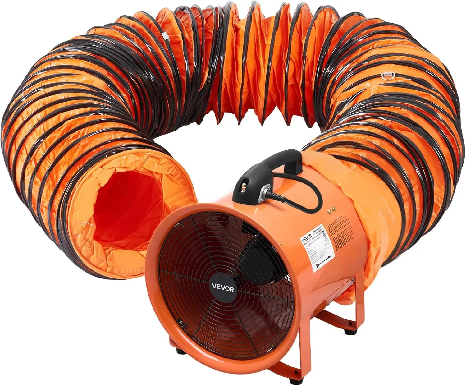 

16 Inch Utility Blower Fan, 2 Speed 5175 CFM Heavy Duty Cylinder Axial Exhaust Fan with 33ft Duct Hose, Industrial Portable Conf