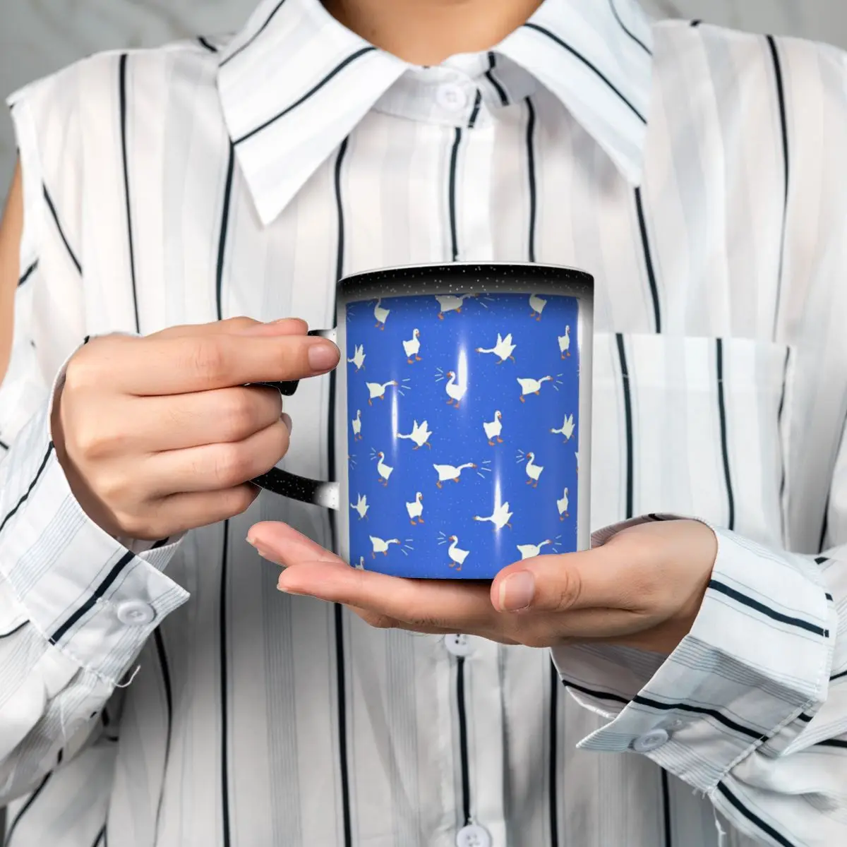 Untitled Goose Game - Blue Mug Funny Ceramic Coffee Cups Tea Mugs Milk Cup Drinkware Gifts for Friends