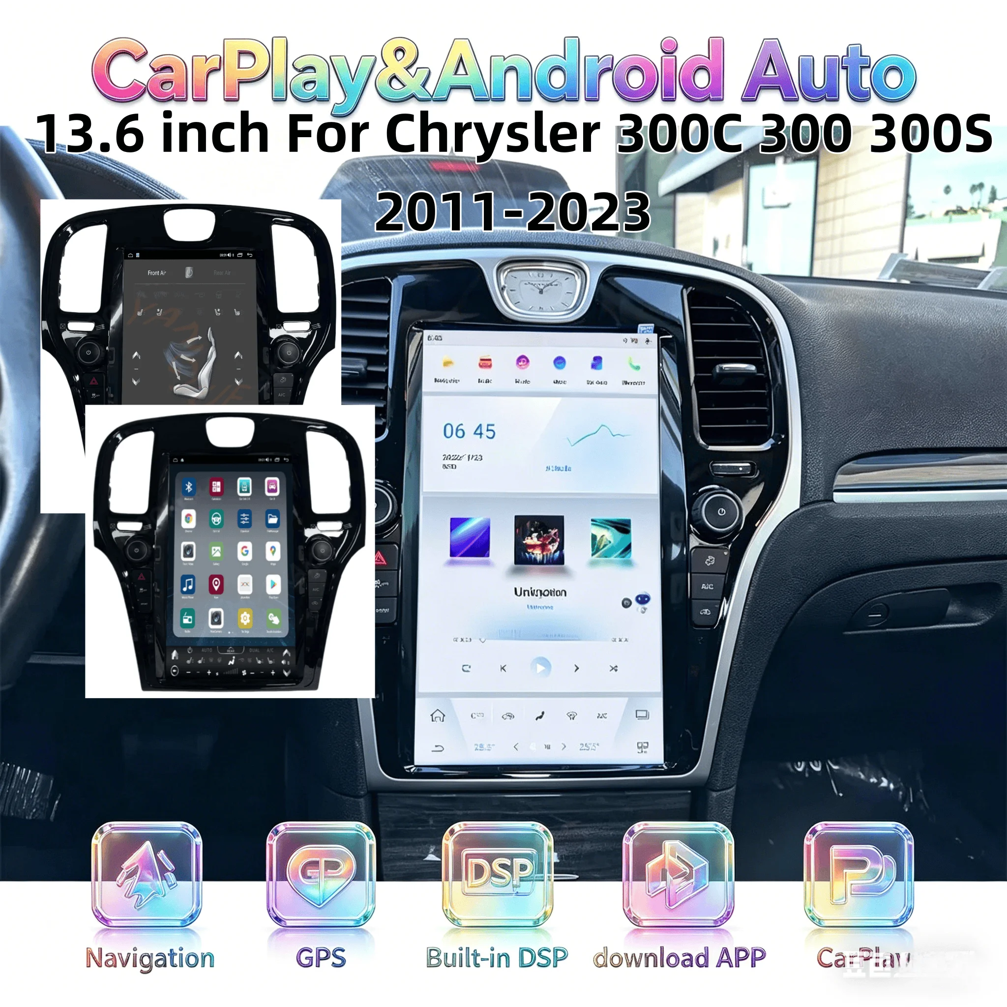13.6inch For Chrysler 300C 300 300S 2011-2023 Carplay Android Screen GPS Navigation Car Multimedia Video Player Head Unit 4G