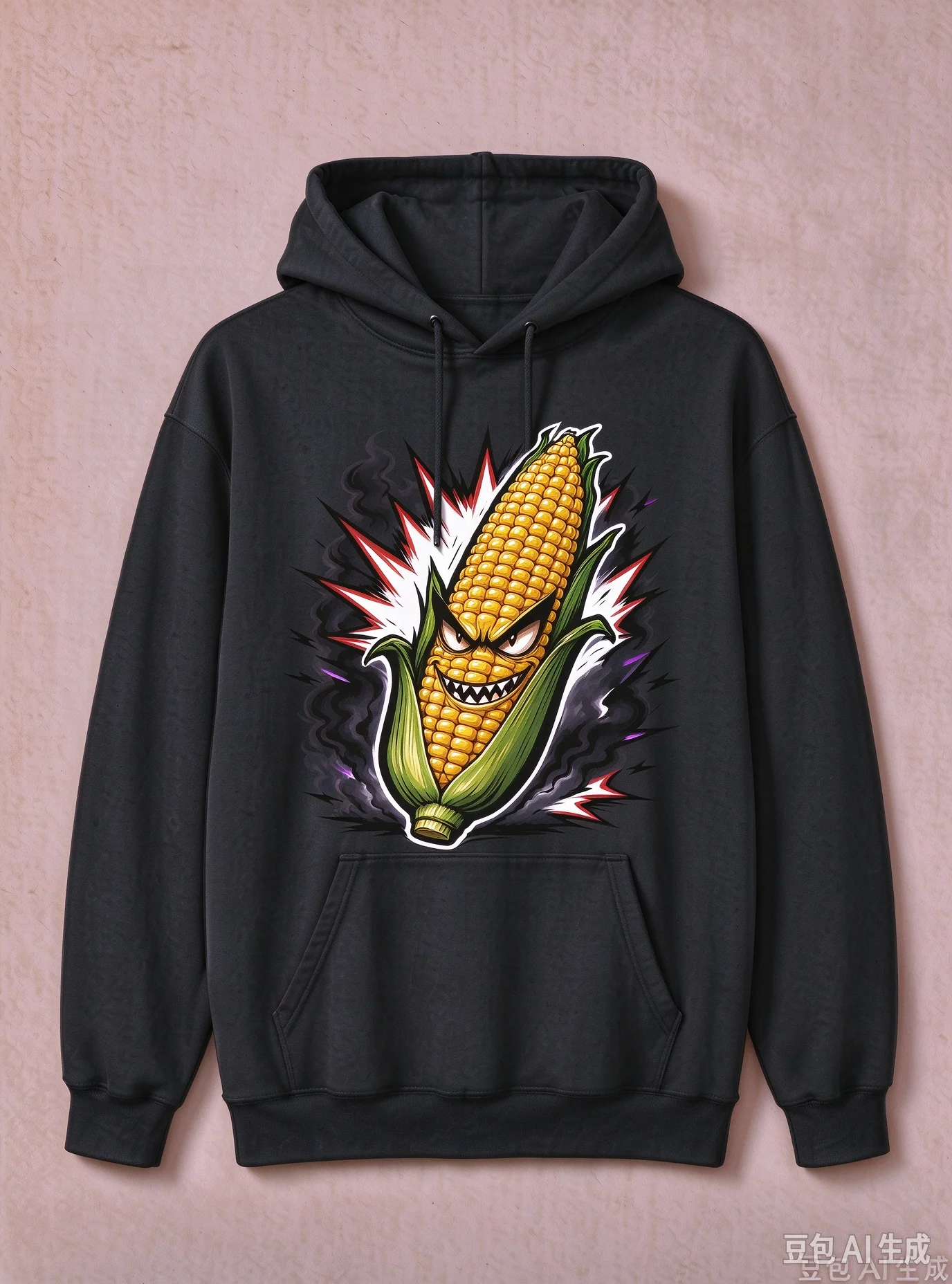 Unisex Evil Corn Graphic Hoodie Men Women Funny Cartoon Print Long Sleeve Hooded Sweatshirt Gothic Streetwear Loose Casual Pull