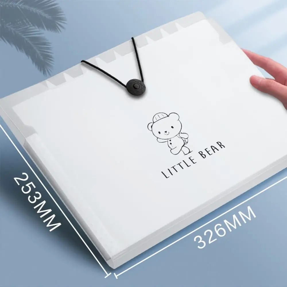 Cartella espandibile per cartoni animati Borsa per organo A4 Organizzatore di file Cartella di file A4 ad alta capacità Carta di prova traslucida impermeabile