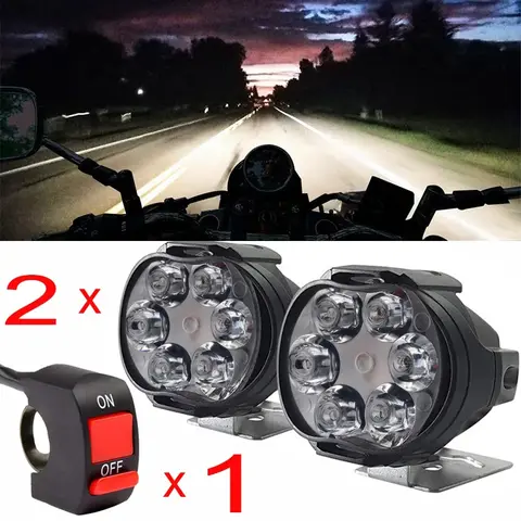 2pcs Motorcycle Led Headlight 12V High Bright Led Lights Lamp for Motorbike Moto External Front Led Focus Auxiliary Spotlights