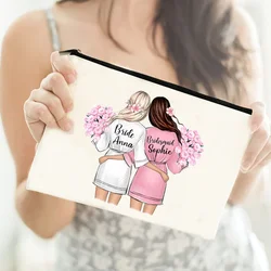 Bolsa de maquiagem personalizada com nome personalizado, bolsa de cosméticos para viagem, organizador de higiene pessoal, armazenamento de noiva, estojo de maquiagem, casamento, dama de honra, presentes