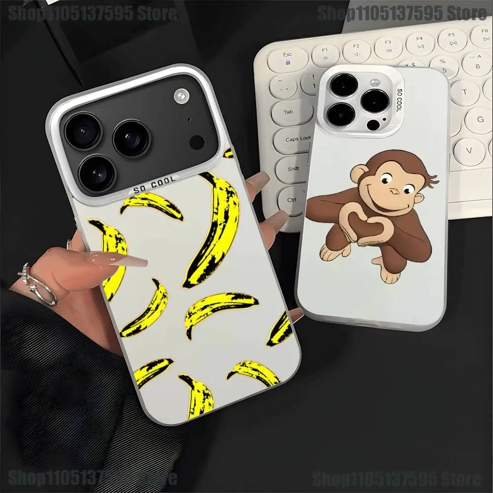 

Curious George Monkey Phone Case For iPhone 16,15,14,13,12,11,Pro,XS,Max,Plus,Mini,SE4,E White Matte Shockproof Cover