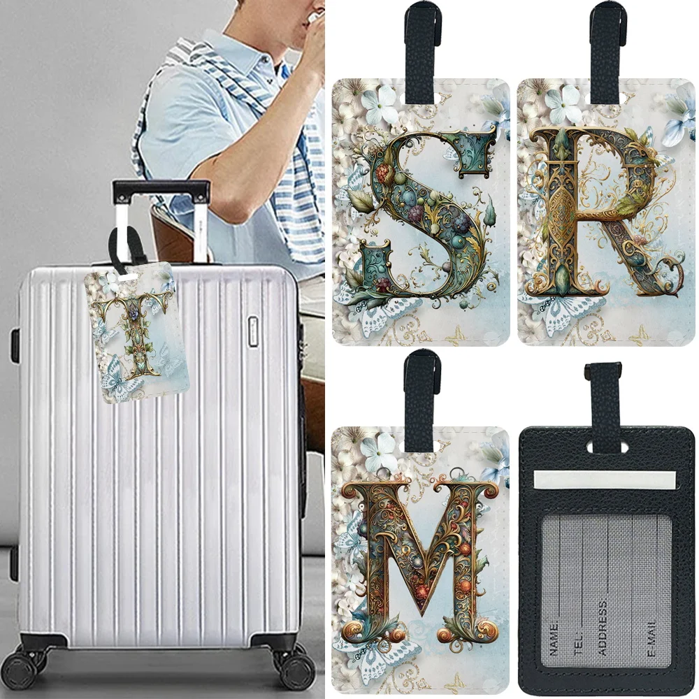 Pu Travel Luggage Tag Personalized Luggage Boarding Pass Fashion Baggage Boarding Tag ID Name Address Graphic Letter Pattern