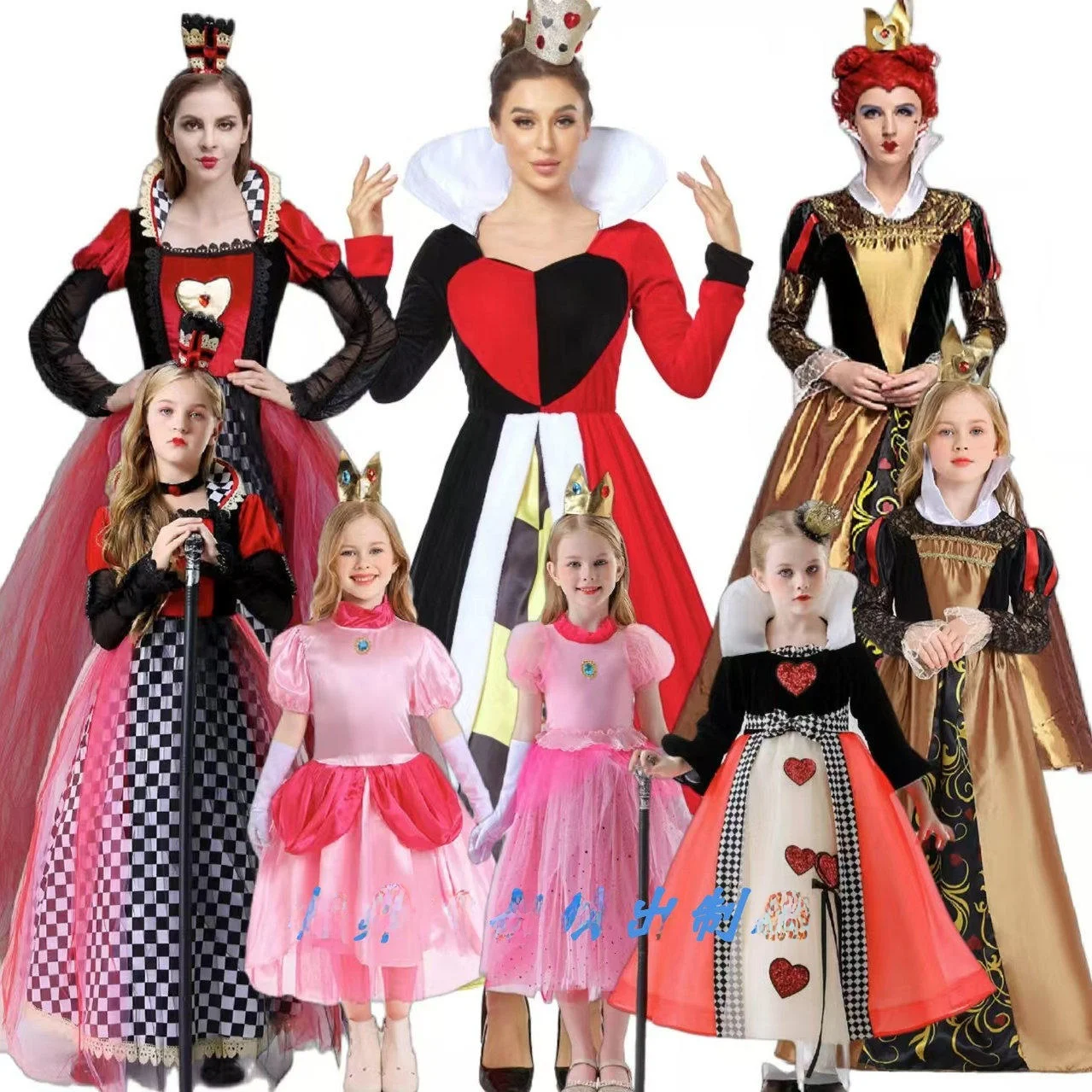 

Halloween Alice in Wonderland Red Queen Princess Dress Cosplay Queen Parent-Child Outfit Fairy Tale Queen Costume Polyester