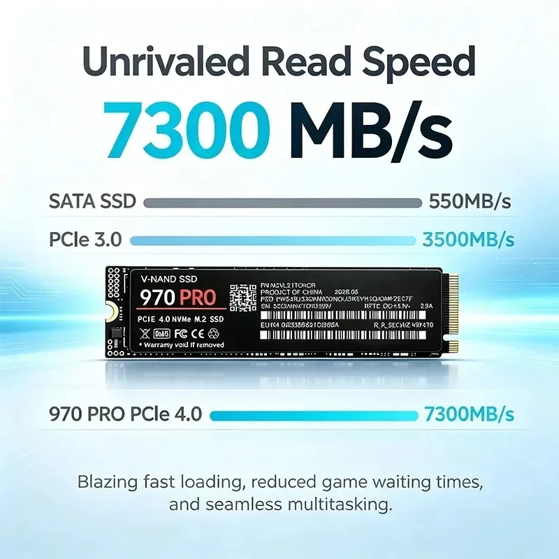 970 PRO M.2 NVMe 2280 Internal Drive SSD 7300MB/s TLC 3D NAND Gaming PCIe 4.0 X4 500GB, 1TB, 2TB, 4TB, for PS5 Laptop Desktop PC