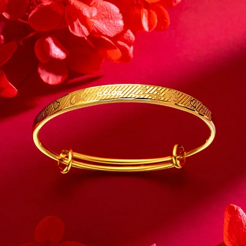 

9999 Real Gold 24K Gold Thickened Gold Premium Carnation Flower Bracelet, Gift Mom Carnation Bracelet