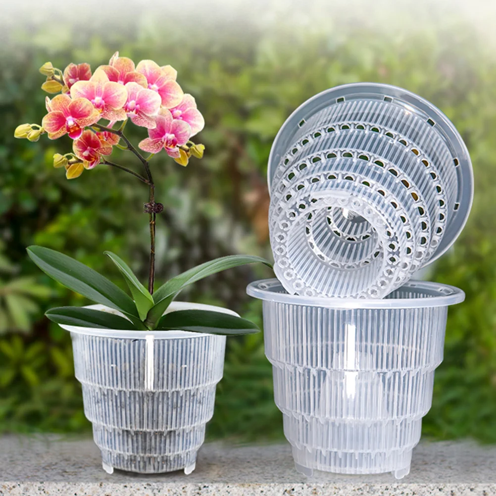 

4 Pcs 10Cm chid Pots Transparent Plastic Nursery Planters Ventilation Holes for Succulents Cacti Drainage Observing Roots Soil