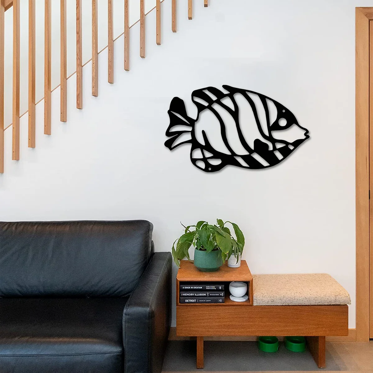 1pc Sea Fish Metal Wall Art per soggiorno, decorazione esterna, decorazione da parete, arredamento per la casa della camera da letto, decorazione da appendere alla parete in metallo