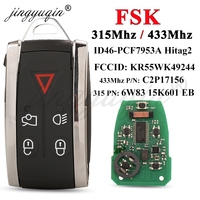 jingyuqin Remote Car Key 5Buttons For Jaguar XF XFR XK XKR XJ8 XK8 2007+ 315/433MHZ FSK ID46 KR55WK49244 C2P17156 Keyless Entry