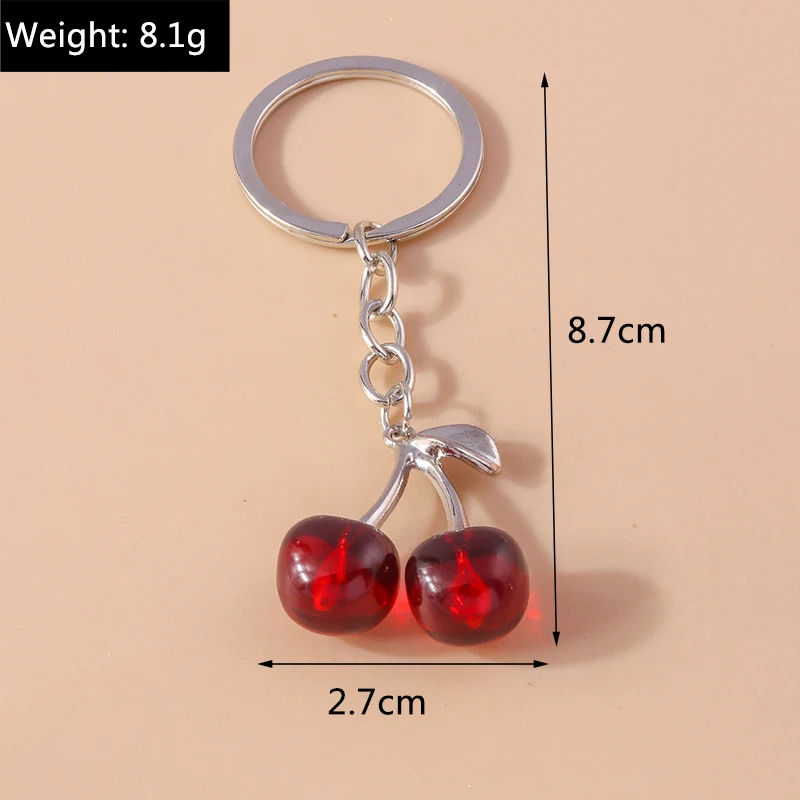 Fashion Crystal  Fruit Cherry Keychains for Car Key Souvenir Gifts for Women Men Handbag Pendants Keyrigns DIY Accessories