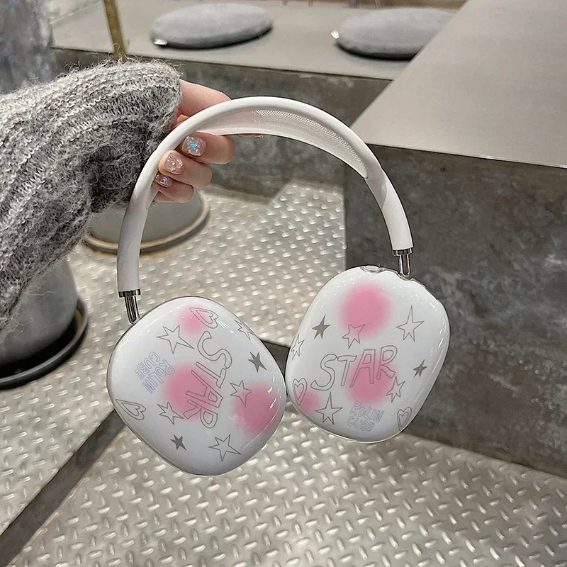 Gradient Pink Star Airpods Max Headphones Case Cover YK2 Niche Custom Airpods Cases Headphones Accessories Decoration Gift