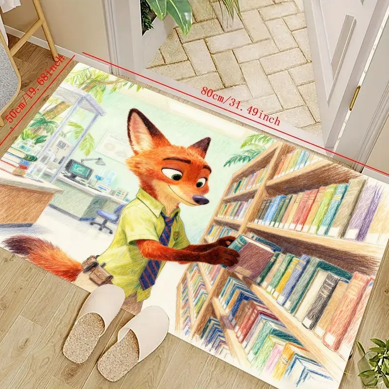 

1 шт. Disney Zootopia Nick Wilde читает в библиотеке книжная полка напольный коврик с персонажем мультфильма, мягкий нескользящий коврик для детской комнаты, L