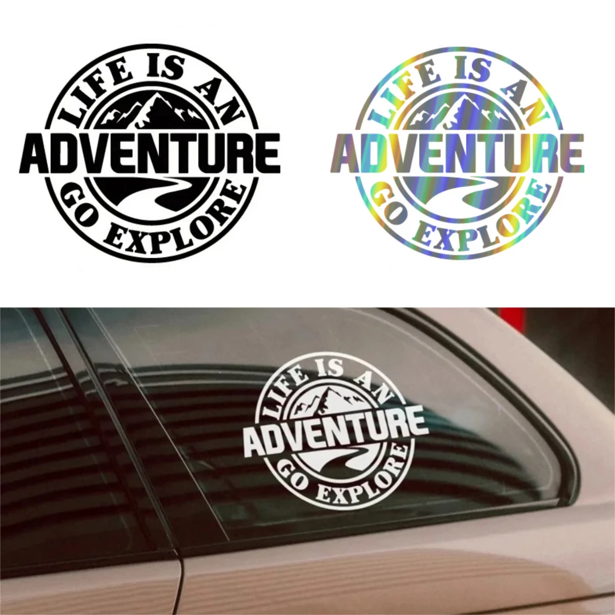 

Life Is An Adventure car sticker camping RV off-road adventure motorcycle personalized latte art decorative window glass sticker