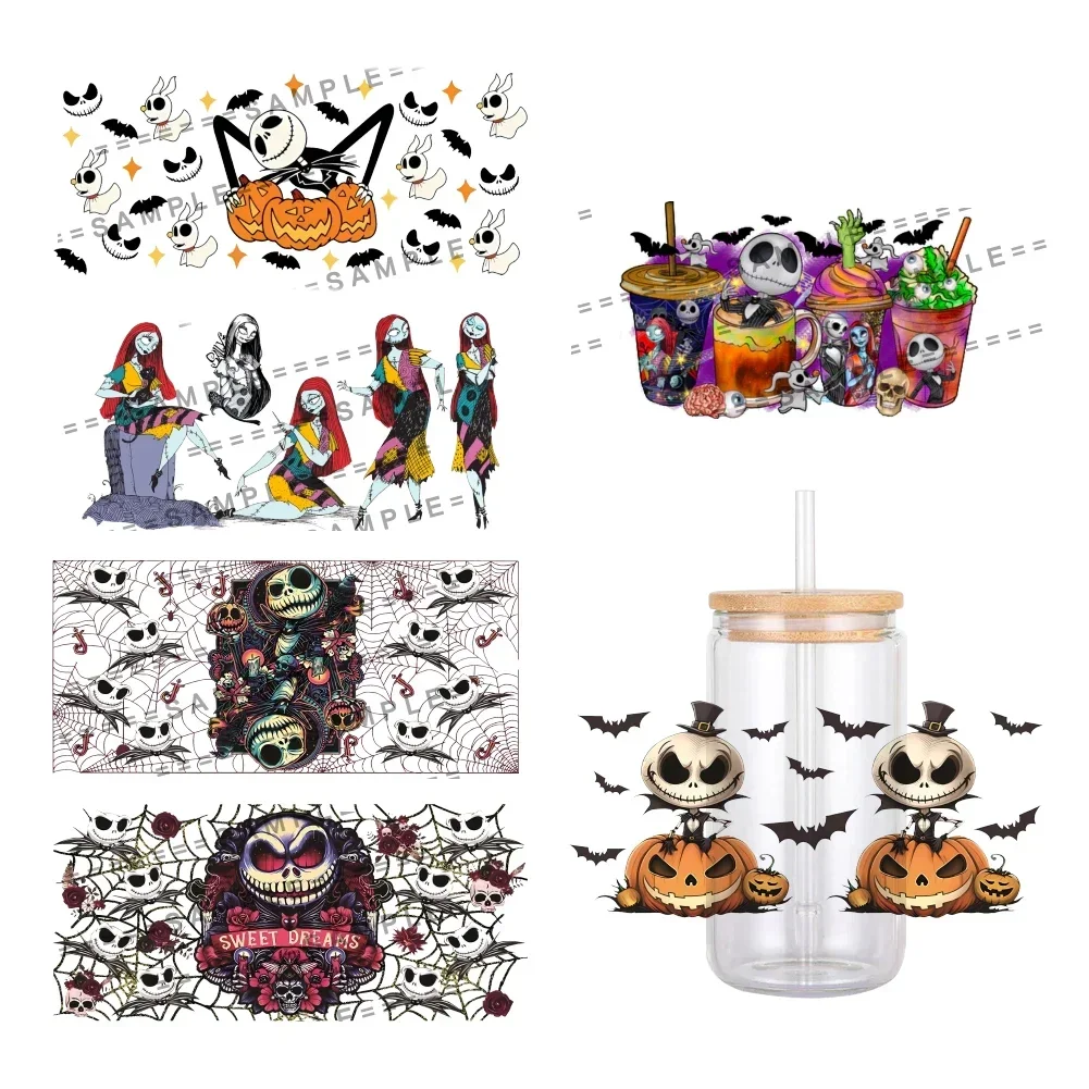 Disney-The Nightmare Before Christmas UV DTF Sticker, Waterproof Transfers Decals for 16oz Glass Cup Wrap Stickers