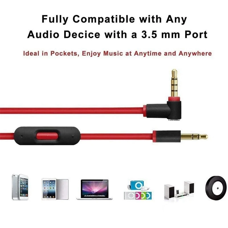 Ersatz-Audio kabel für Kopfhörer mit Inline-Mikrofon für Studio/Executive/Mixr/Solo/Wireless/Pro