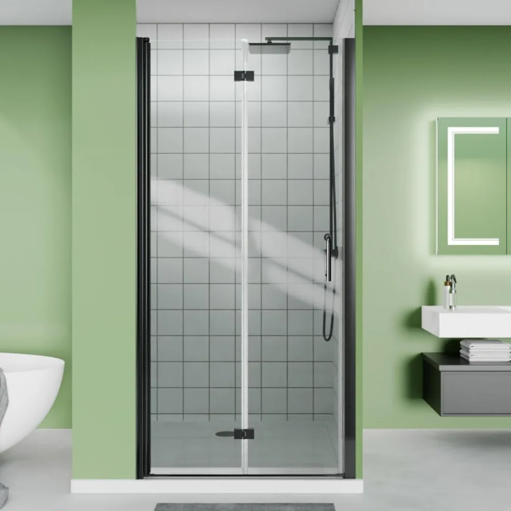 

Bifold Shower Door, 36"-37.9" W x 72" H, 1/4" Tempered Glass Shower Door, Foldable Shower Glass Door, Adjustable, Matte Black Fi