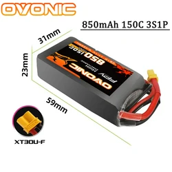1-2Pcs OVONIC 850mAh 150C 11.1V Lipo Battery With XT30 Plug For RC Helicopter Quadcopter FPV Racing Drone Parts 3S Battery