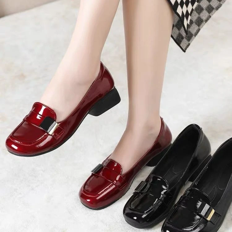 Weiche Glänzende Leder-Ballerinas für Damen, Lackleder-Schuluniform-Schuhe im Lolita-Stil, Niedrigabsatzige Mädchen JK Slipper mit Niedrigem Schaft – Detail 14