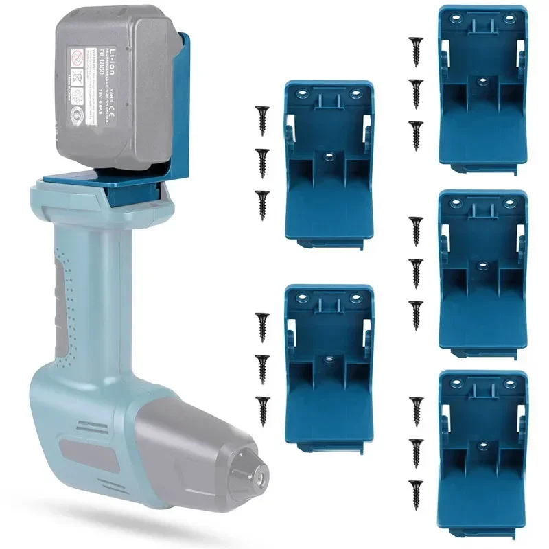 

5PCS Power Tool Battery Mount Holder 2 in1 Stand for Makita for Dewalt 18V Battery Tool Storage Rack Bracket Case Battery Holder