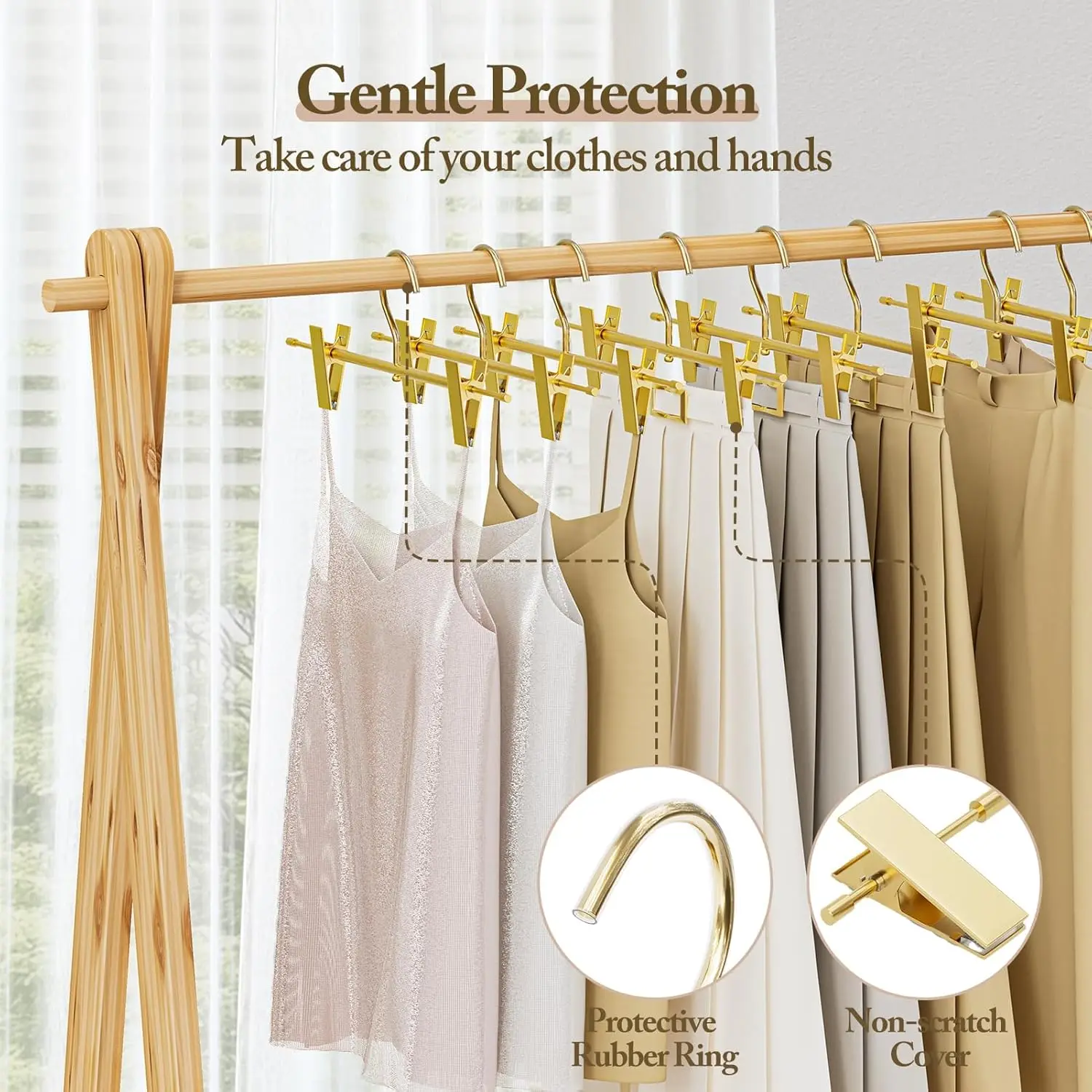 

Набор из 5 матовых алюминиевых вешалок для брюк и юбок, металлические, с регулируемыми нескользящими зажимами и поворотным крючком, для брюк и юбок