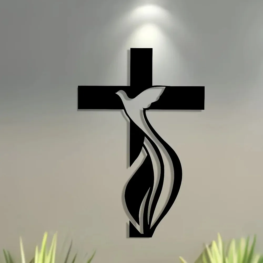 Religiöses Kreuz Wandkunst Eisen Metallskulptur Kirche Heimdekoration Elegant