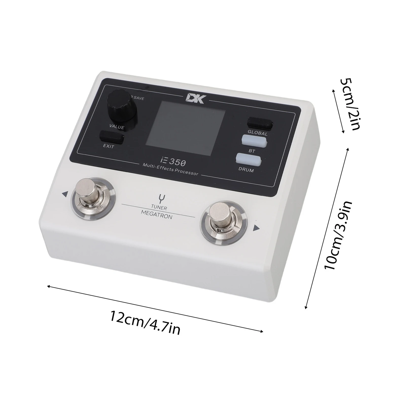 Portable DK Guitar Multi Effects Pedal with 1.7 Inch Color Screen 24bit 44.1kHz Sound Processing BT 5.0 Built-in Drum Machine