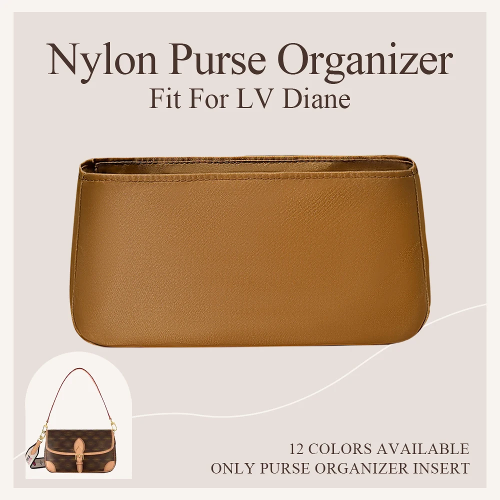 Nylon Purse Organizer Insert Fit for LV Diane Handbag Inside Bag Insert Lightweight Zipper Pocket Bag Inner Liner Storage Bag