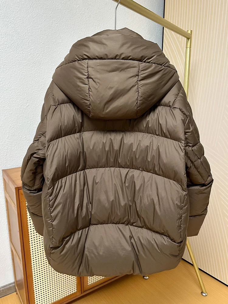 Jaqueta puffer ultra leve para mulheres, parkas quentes e grossas, casaco solto, pena de pato branco 90%, novo, 2021