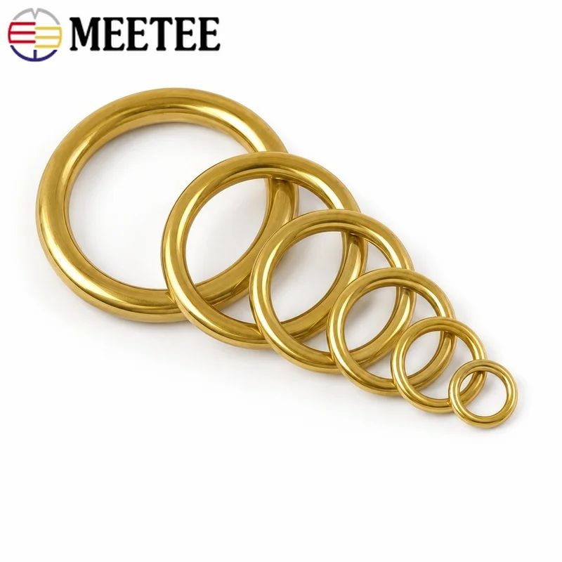 2/5/10Pcs Meetee Durable Brass O Ring Seamless Buckle Clip for Webbing Bag Strap Pet Leash Keychain Clasp DIY Leathercraft Parts