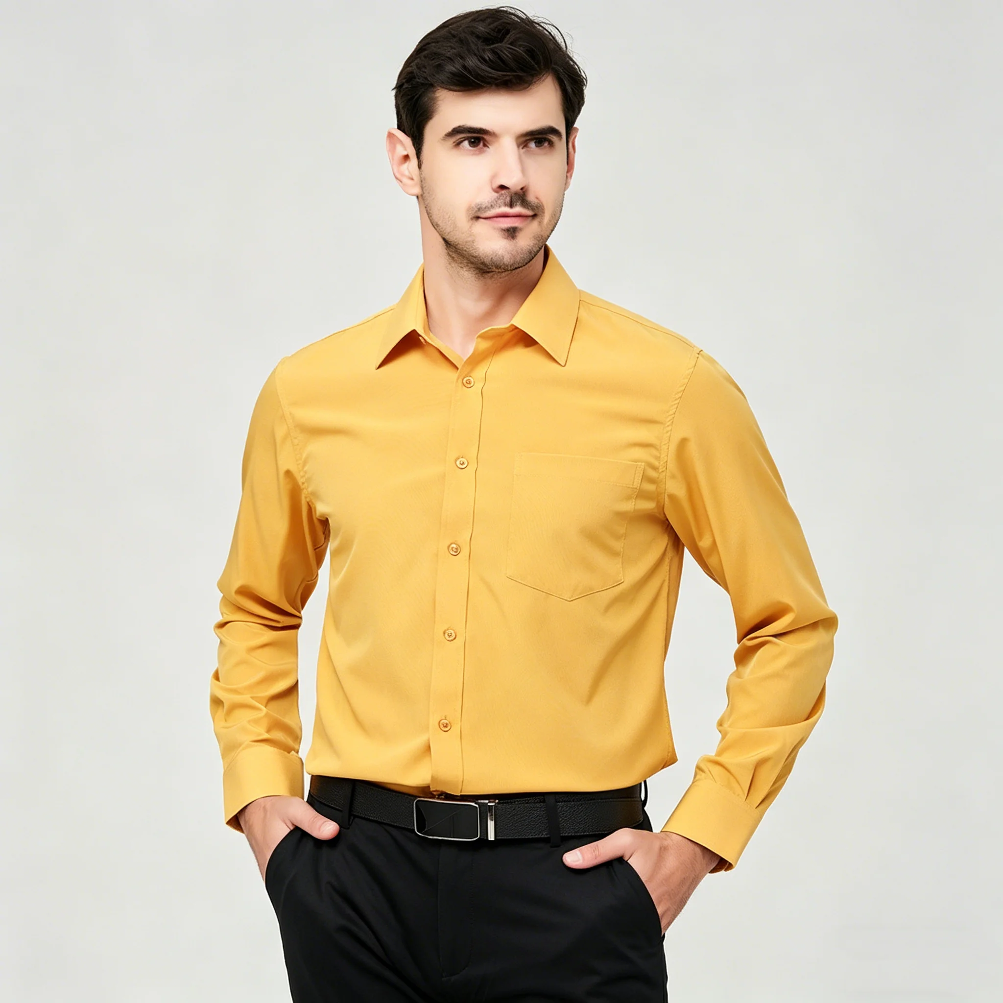 

Fashionable Colors Solid Color Men's Candy Color Shirt Men's Casual Long Sleeve Shirt for Men