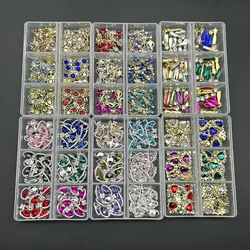 6 Grids Luxury Shiny Saturn Planet Cross Nail Charms Jewelry 3D Crystal Rhinestones Nail Art Decorations Accessories Parts Gems