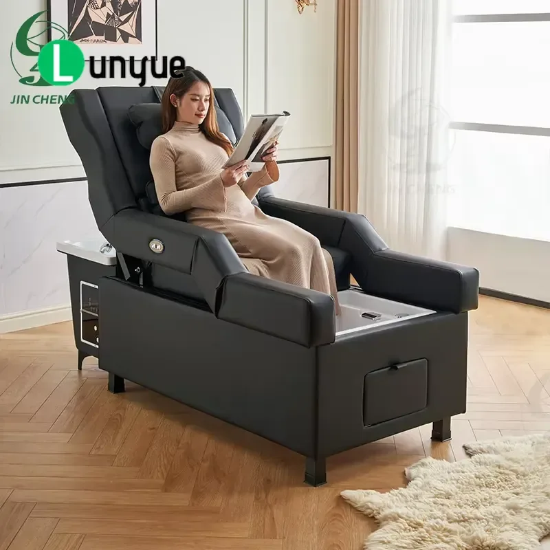 Adjustable Electric Backrest Lifting Shampoo Chair Foot Bath Thai Massage Head Treatment Bed for Spa Beauty Care